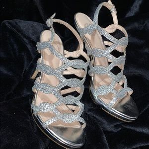 Sparkly silver heels
